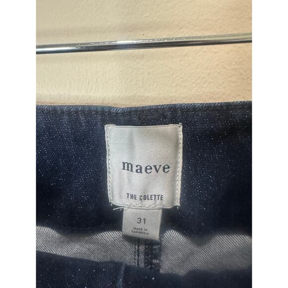 Maeve The Colette Crop High Rise Wide Leg Jeans Sz 31 Dark Wash Sparkle - Picture 4 of 6